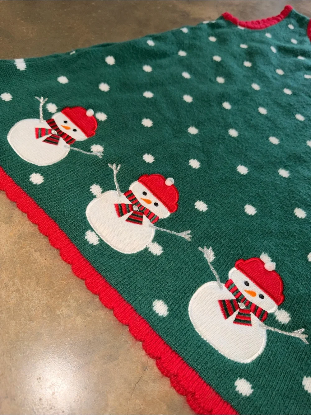 Bonnie Jean 6 Christmas Snowman Sleeveless Sweater Dress 6X Holiday Scallop